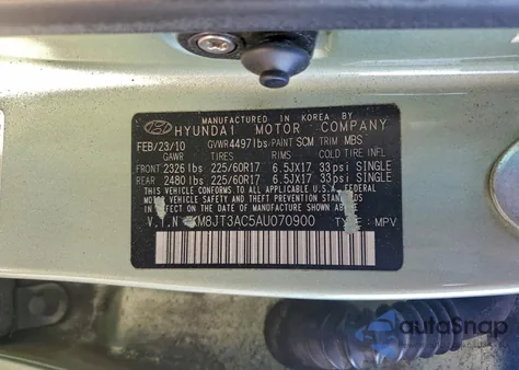 2010 Hyundai Tucson Gls from USA, damaged, VIN KM8JT3AC5AU070900